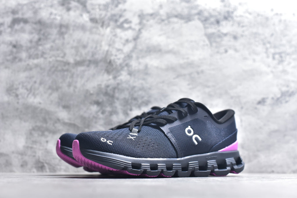 On Cloud X 4 — Black / Magenta