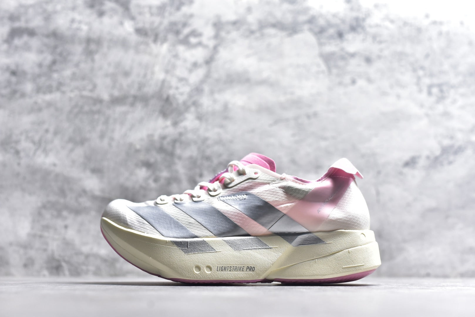 Adidas Adizero Adios Pro 4 — Cloud White / Silver Metallic / Pink
