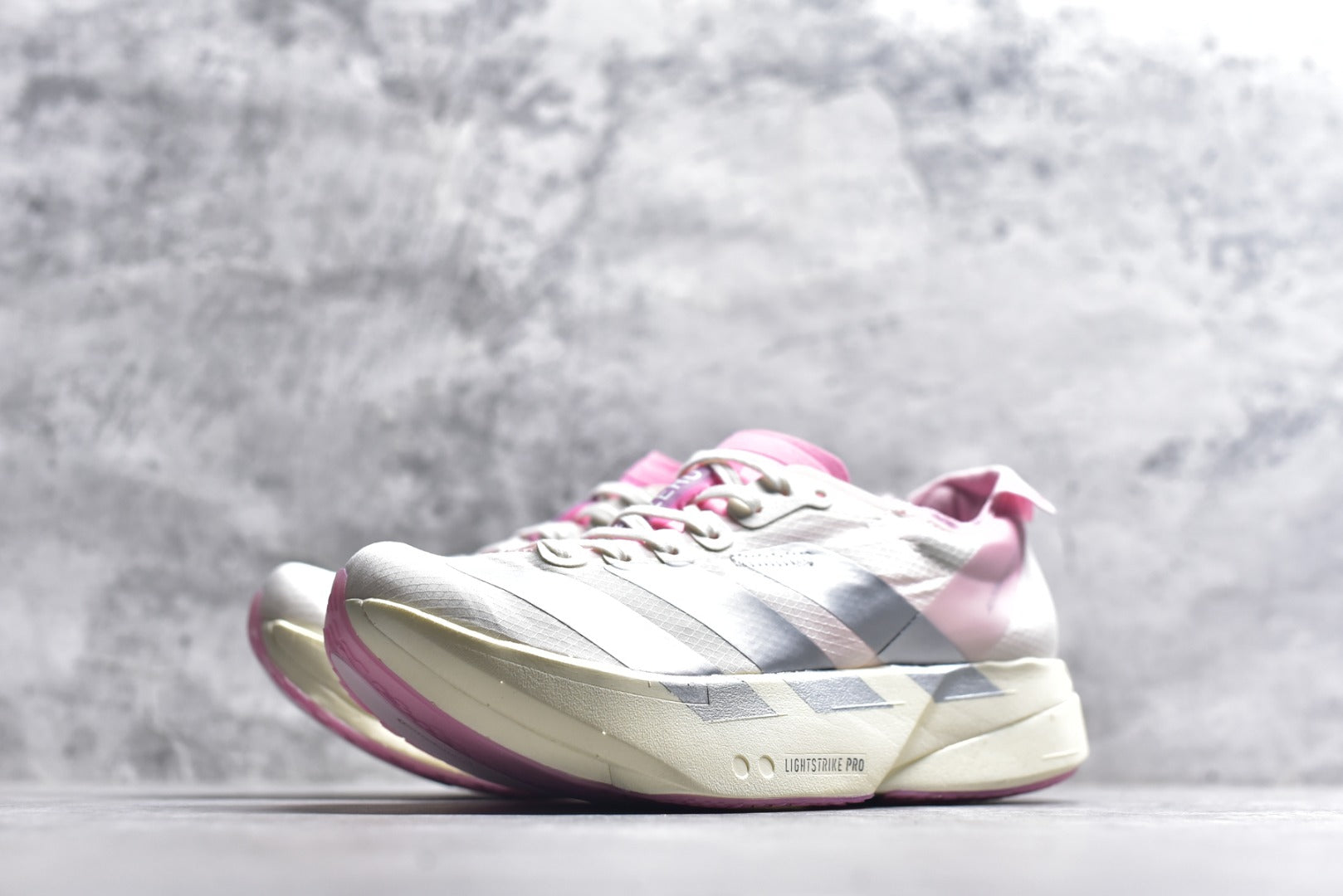 Adidas Adizero Adios Pro 4 — Cloud White / Silver Metallic / Pink