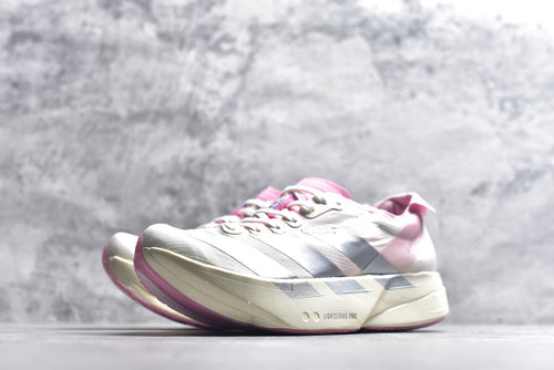 Adidas Adizero Adios Pro 4 — Cloud White / Silver Metallic / Pink