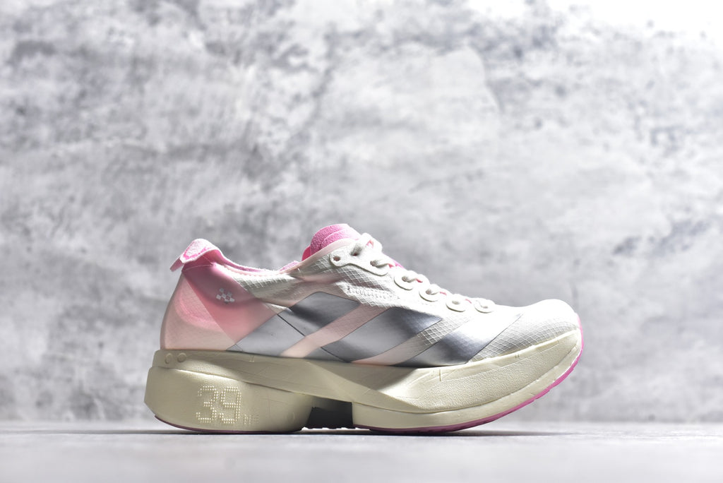 Adidas Adizero Adios Pro 4 — Cloud White / Silver Metallic / Pink