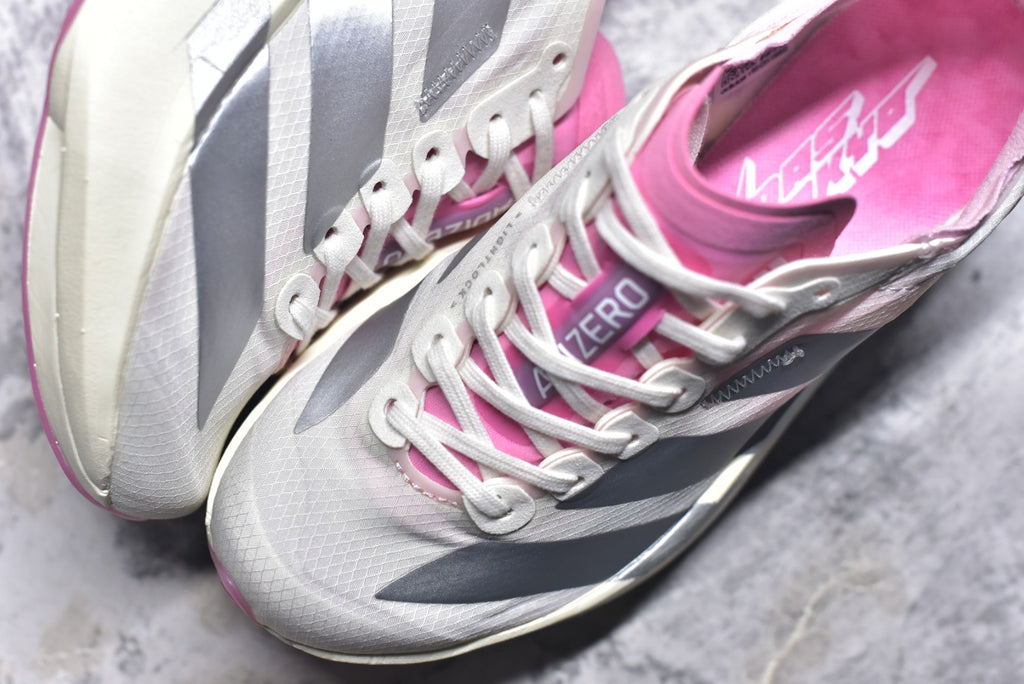 Adidas Adizero Adios Pro 4 — Cloud White / Silver Metallic / Pink