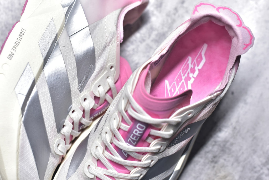 Adidas Adizero Adios Pro 4 — Cloud White / Silver Metallic / Pink